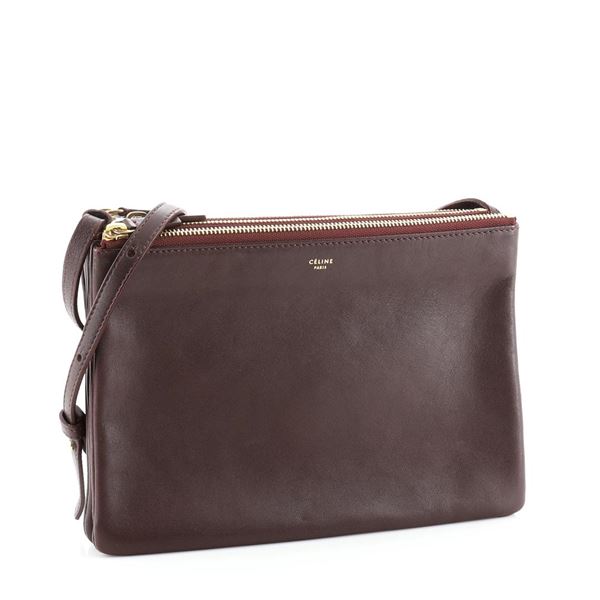 Celine Trio Crossbody Bag Leather Small Red
