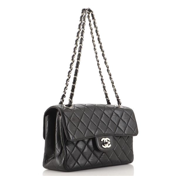 Chanel Vintage Black Quilted Lambskin Double Sided Small Flap Bag