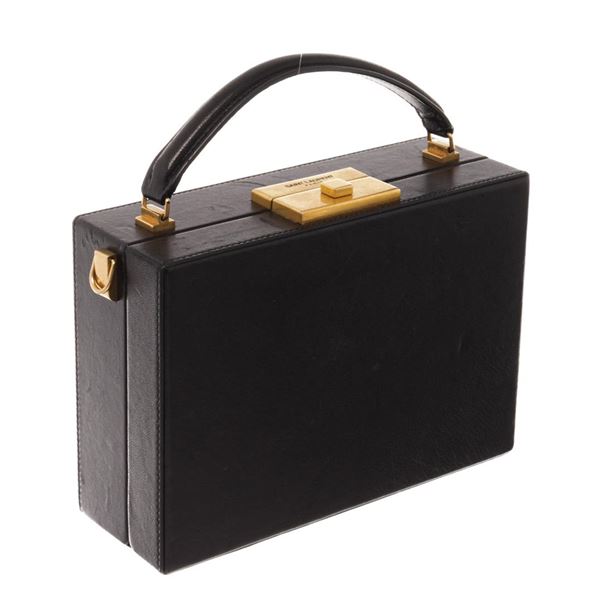 YSL Saint Lauren Black Leather Nan Box Bag