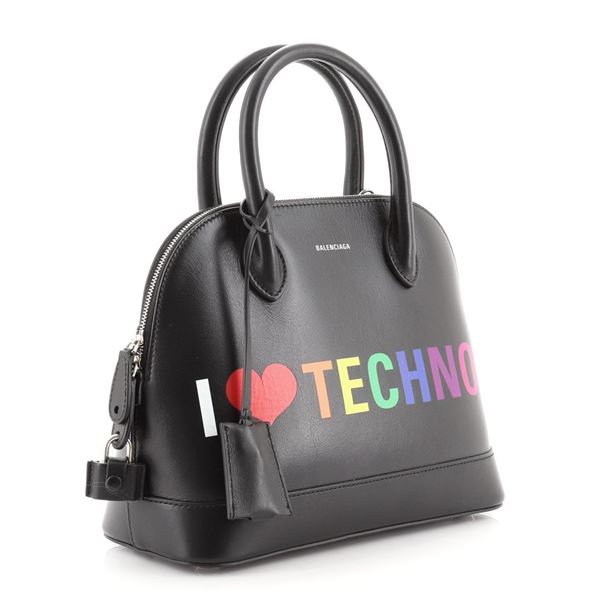 Balenciaga Logo Ville Bag Leather Small Black