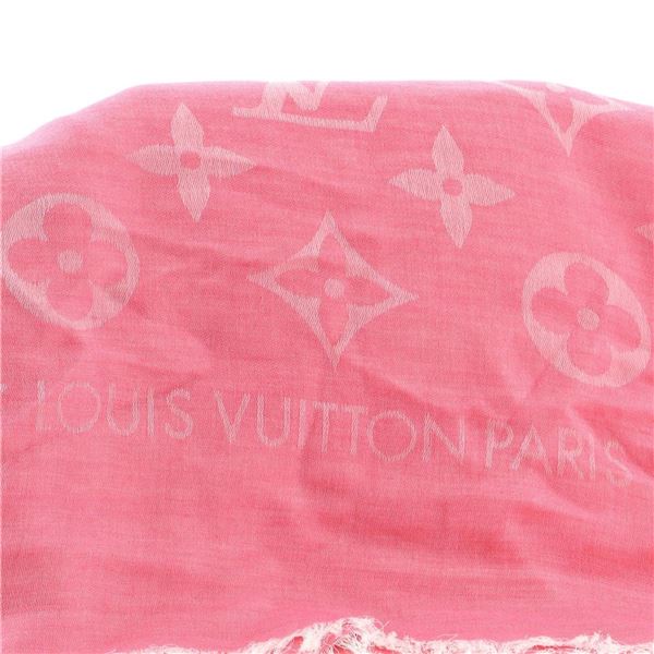 Louis Vuitton Daily Monogram Stole Scarf Wool Silk and Cotton Blend Pink