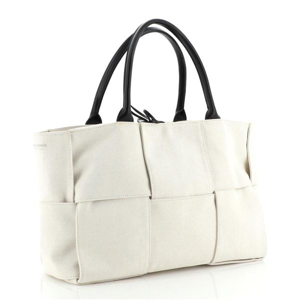 Bottega Veneta Arco Tote Maxi Intrecciato Canvas Medium Neutral