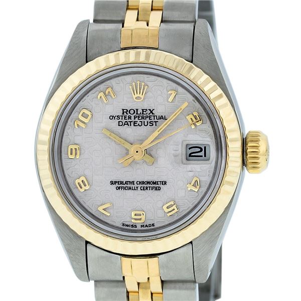 Rolex Ladies 2 Tone Yellow Gold & Stainless Steel Cream Jubilee Datejust