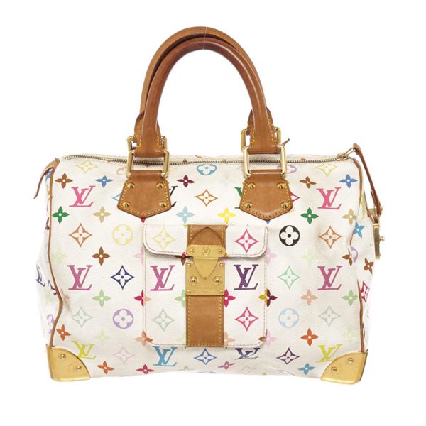 Louis Vuitton White Multicolor Monogram Speedy 30 Bag