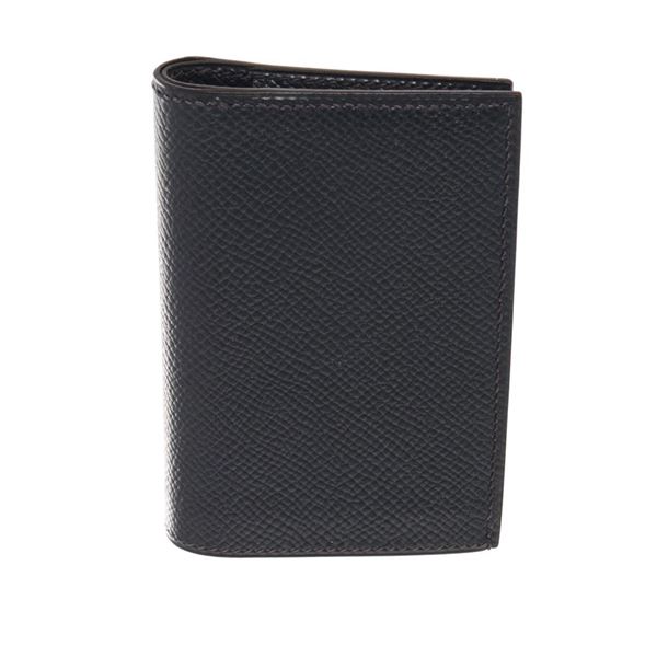 Hermes Black Leather Two Fold Card Case