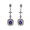 Image 1 : 4.99 ctw Tanzanite and Diamond Earrings - 14KT White Gold