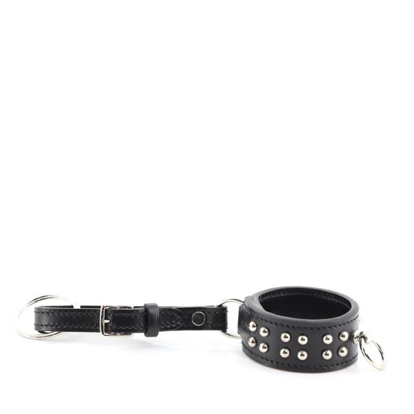 Hermes Collier de Chien Anneau Keychain Studded Leather Black
