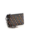 Image 2 : Prada Chain Zip Pouch Embellished Saffiano Leather Black