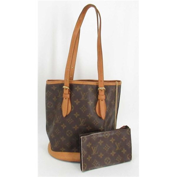 Louis Vuitton Monogram Canvas Leather Petit Bucket PM Bag