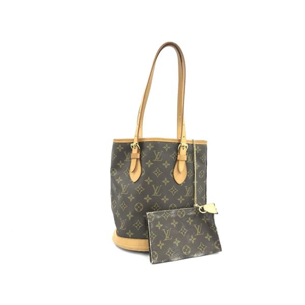 Louis Vuitton Monogram Canvas Leather Petit Bucket PM Bag