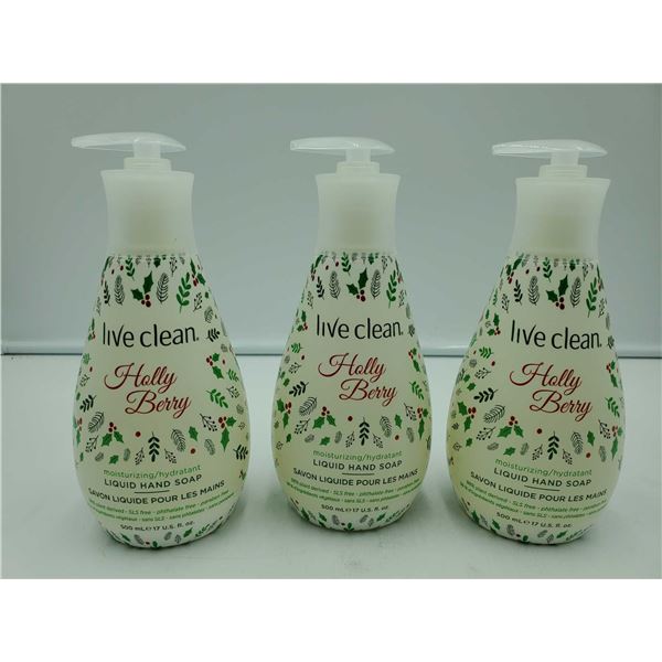 Live Clean Holly Berry Hand Soap 3x500ml