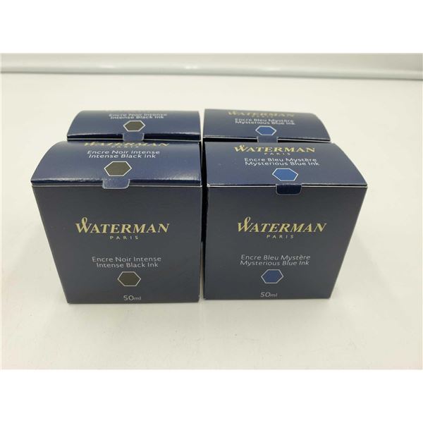 Waterman Refill Fountain Pen, Fountain Pen Ink -2 Black Ink, 2 Blue Ink - 4x50 ml Bottle
