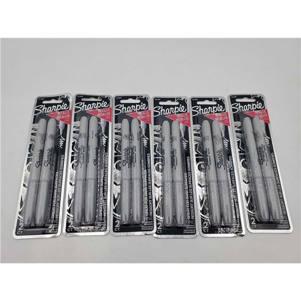 Sharpie Metallic, Silver Permanent Pens 6X2 Pack
