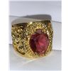 Image 1 : Wide band 14K GP Dragon Sculpted Ring with 1.2 carat Oval Cut Ruby Topaz Stone ladies size 7-8
