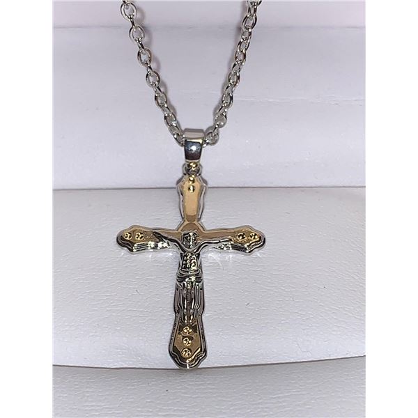 Cross Pendant two tone & chain Set