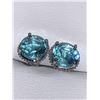 Image 1 : Blue Topaz Round Cut Solitaires Silver Earring set