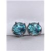 Image 2 : Blue Topaz Round Cut Solitaires Silver Earring set
