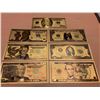 Image 2 : Complete Set of USA Gold Foil Commemorative Issued Certificate Bills includes $1, $2, $5, $10, $20, 