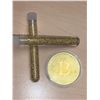 Image 1 : Lot of 2 Large Vial of Golden Flaking material AND one NEW cases BITCOIN medallion Coin