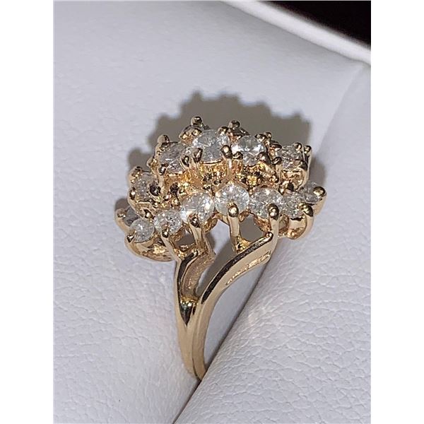 Ladies 10K Gold Diamond cluster Dress Ring .84 Carat Diamonds Appraisal included $6,100.00