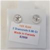 Image 4 : 14K White Gold Diamonds(0.86Ct,Si1-Si2,Light Brown) Stud Earrings (~weight 0.68g), Made in Canada, A