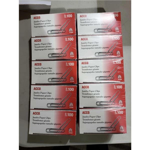 ACCO Jumbo Paper Clips 100 Per Box/20 boxes