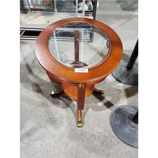 Oval Glass Top & Vintage Look 2 Tier Side Table