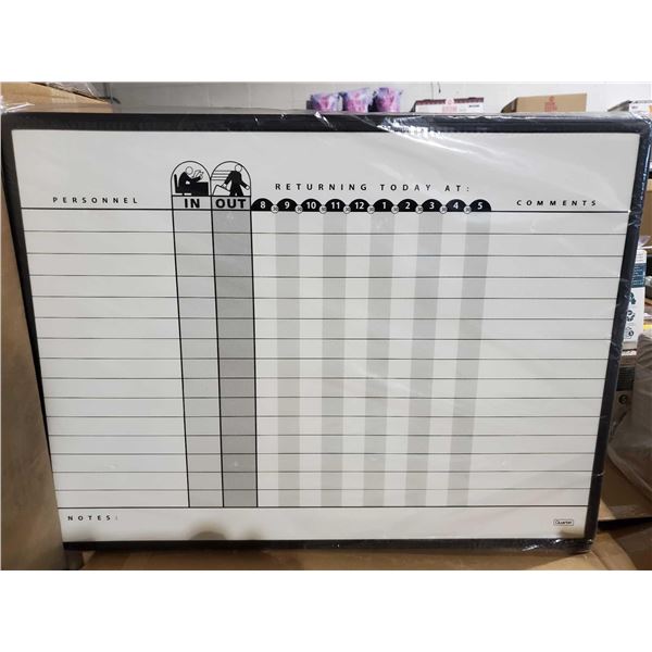 New Quartet Magnetic Sign In/Out Whiteboard System - 18"X24"