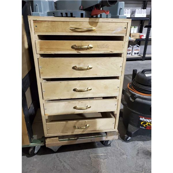 Handmade Rolling Wooden Tool Cabinet with 6 Drawers 20Wx19Dx36T