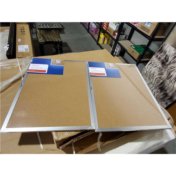 Lot of 2 Staples Cork Bulletin Boards 18X24"