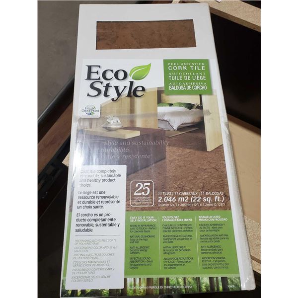 Lot of one- Peel & Stick Cork Flooring "Mirlin Brown" 22sq ft/ box