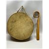 Image 1 : First Nations Traditional Hand Drum w/stick Hide Approx: 8.5"W 2.75"T