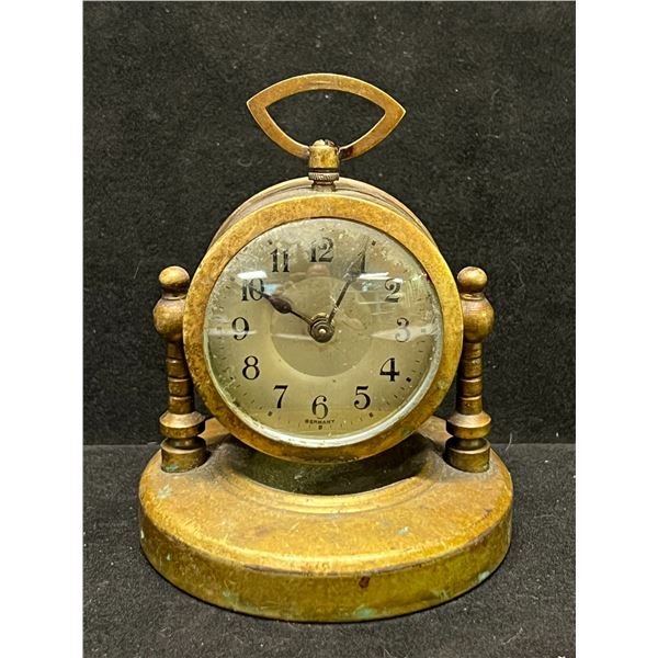 Vintage Small German Clock in Metal Brass? Case Adjustable