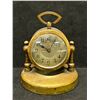 Image 1 : Vintage Small German Clock in Metal Brass? Case Adjustable