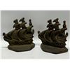 Image 1 : Cast Metal Ship Book Ends Approx: 3.75"W 4"T