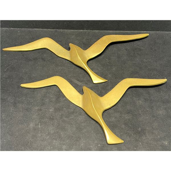 Mid Century Brass Birds in Flight (larger is about 12.5" long)