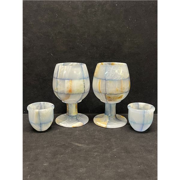 4 pcs Marble Glasses / Décor Wine & Shot Glasses (taller about 4.75")