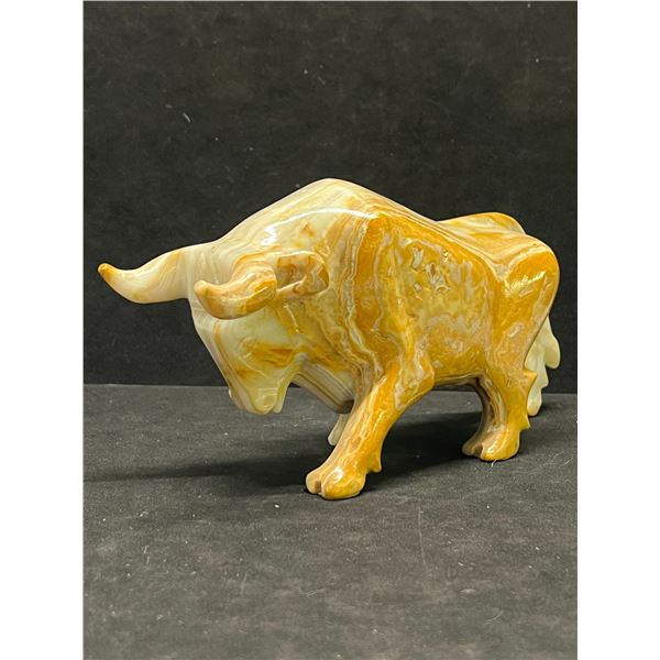 Heavy Stone Onyx? Bull Sculpture Approx: 9.5"W 4.5"T