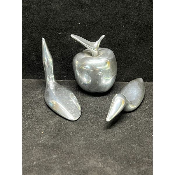 3 Hoselton Canada Aluminum Bird Apple Sculptures / Ornaments (see descrip)