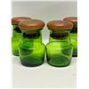 Image 2 : 4 Mid Century Dark Green Smaller Storage Jars w/Lids Appr: 3.5"T 2.25"W