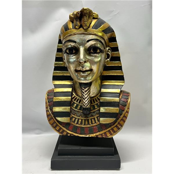 Large Egyptian Painted Painted Bust On Stand Décor Piece