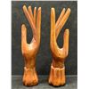 Image 2 : 2 Wood Carved Hand Sculptures Ring holders? Approx: 8"T 2"W