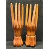Image 3 : 2 Wood Carved Hand Sculptures Ring holders? Approx: 8"T 2"W