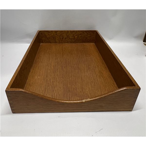 Vintage Wooden Desk Tray Inbox Approx: 15.5x10.5" & 2.5"T