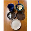 Image 1 : 7 Vintage Metal / Enamel Pots Pie plates Strainer etc