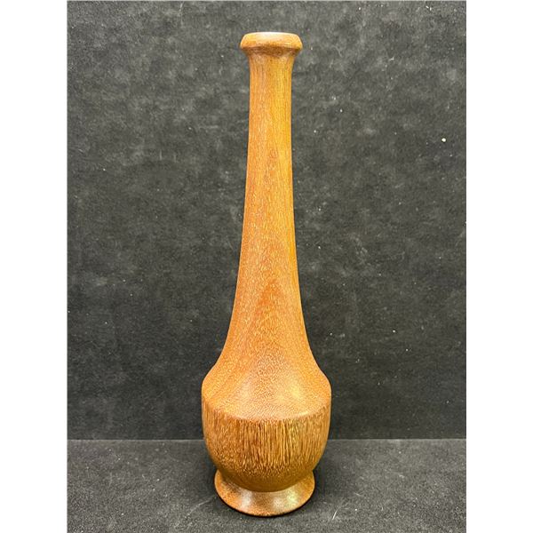 Nice Mid Century Wood Teak? Bud Vase / Candle Holder Approx: 8.5"T 2.5"W