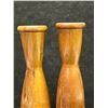 Image 3 : 2 Mid Century Wooden Candle Holders (taller Approx: 7"T 1.75"W