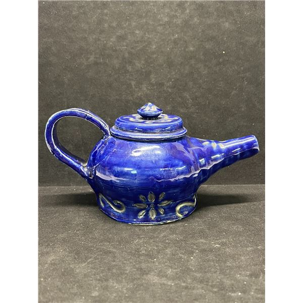 Heavy Artist Signed Decorative Handmade Teapot Approx: 9"W 4.25"T