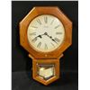 Image 1 : Spirit Key Wind Wall Clock w/pendulum & Key Approx: 21.75x14x4.25"