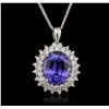 14KT White Gold 9.14 ctw Tanzanite and Diamond Pendant With Chain